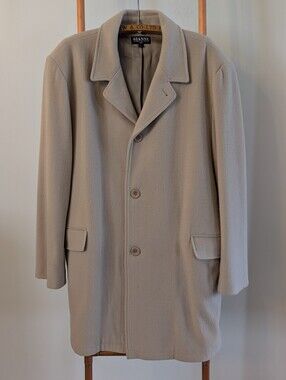 Y2K Gianni Classic Men's Beige Overcoat (XL) CREAM